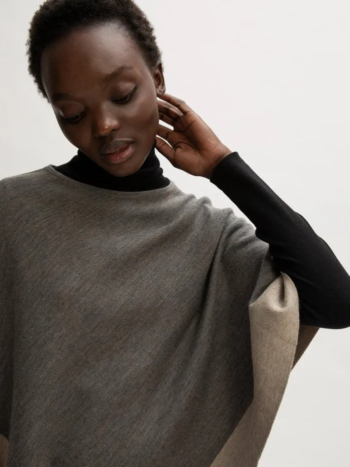 Jigsaw Knitwear and Cashmere Women Wool Blend Border Poncho Brown