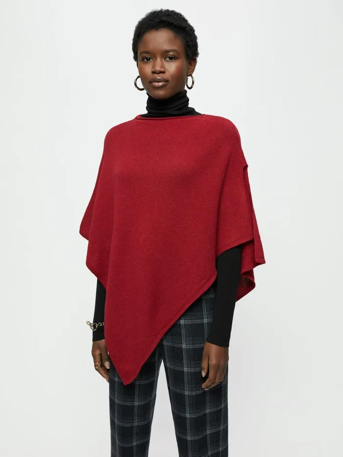 Jigsaw Ponchos and Scarves Women Open Poncho Wool Cashmere Red