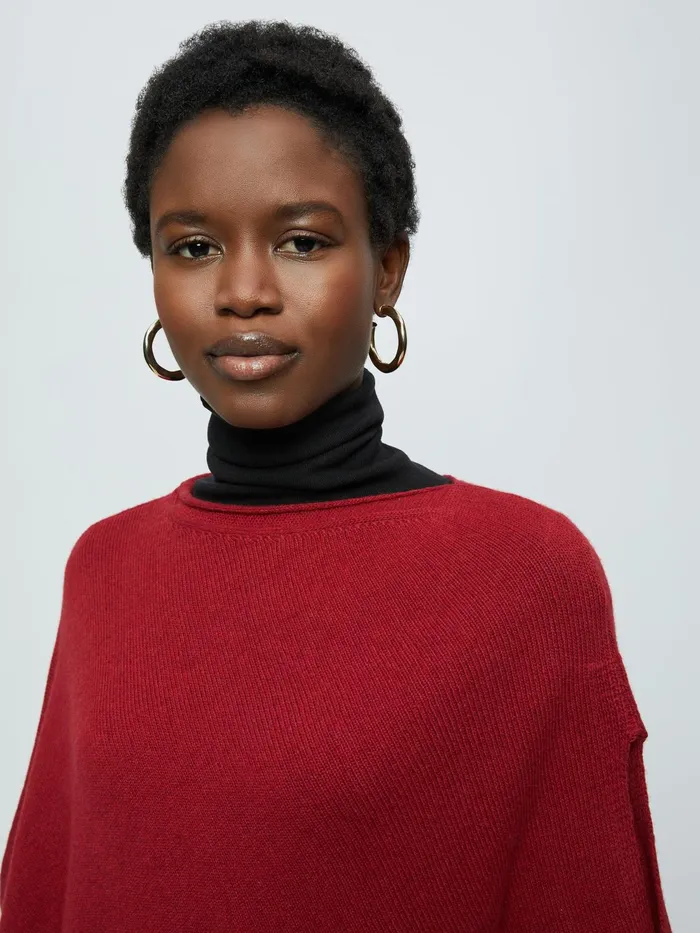 Jigsaw Ponchos and Scarves Women Open Poncho Wool Cashmere Red