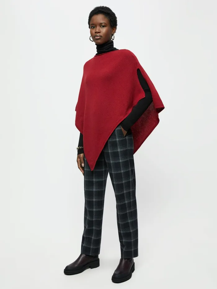 Jigsaw Ponchos and Scarves Women Open Poncho Wool Cashmere Red