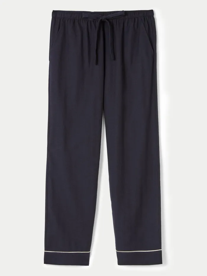 Jigsaw Pyjamas and Loungewear Women Cotton Herringbone Pyjama Blue