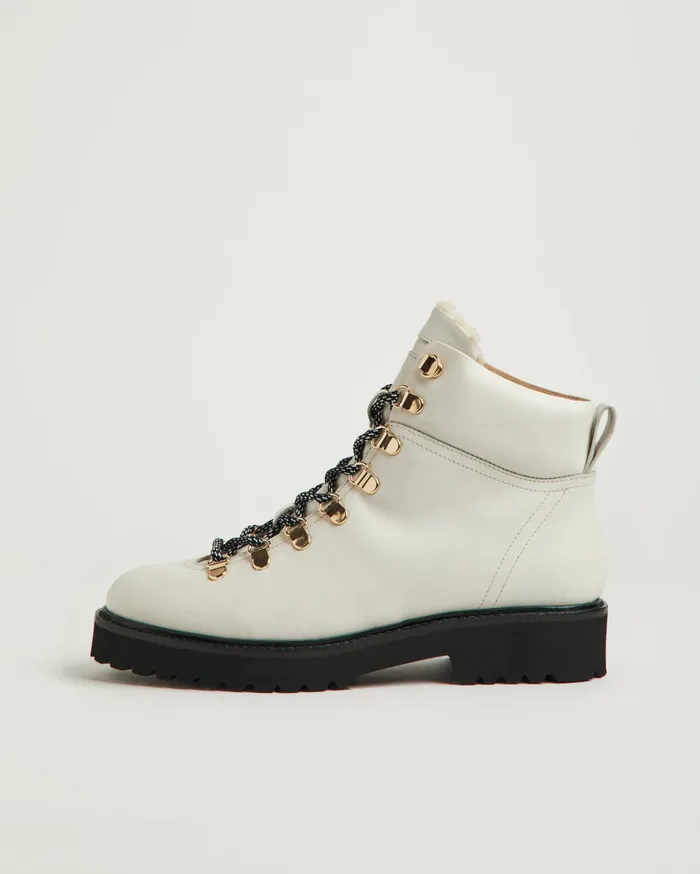 Jigsaw Shoes and Sandals Women Burnham Leather Lace Up Boot Cream