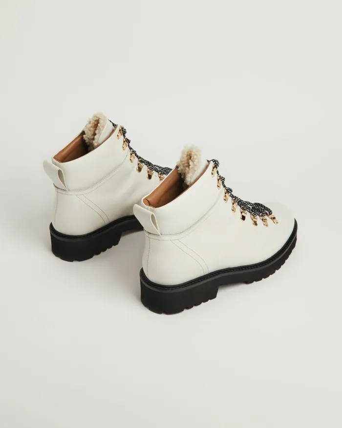 Jigsaw Shoes and Sandals Women Burnham Leather Lace Up Boot Cream