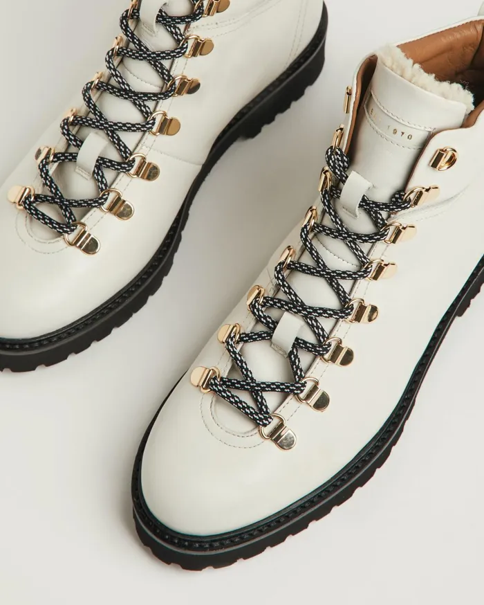 Jigsaw Shoes and Sandals Women Burnham Leather Lace Up Boot Cream