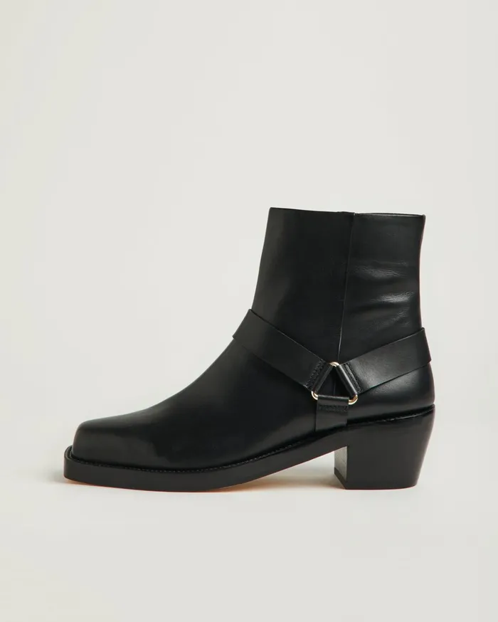 Jigsaw Shoes and Sandals Women Cavalry Leather Biker Boot Black