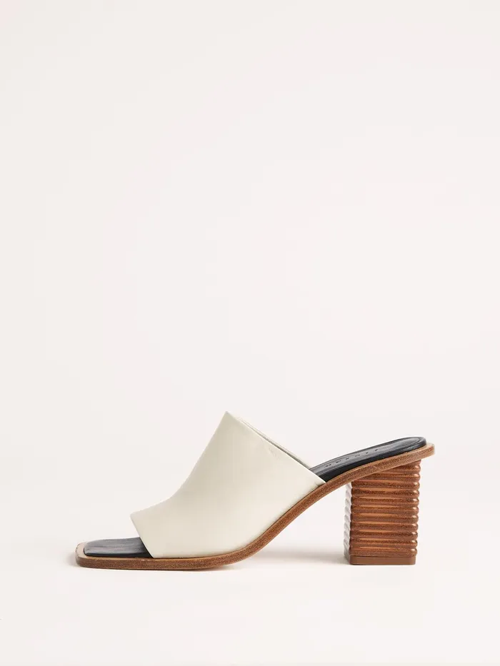 Jigsaw Shoes and Sandals Women Coop Stacked Heel Leather Mule White