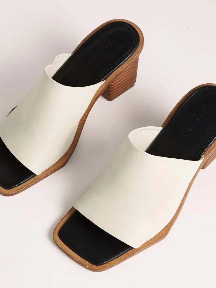 Jigsaw Shoes and Sandals Women Coop Stacked Heel Leather Mule White