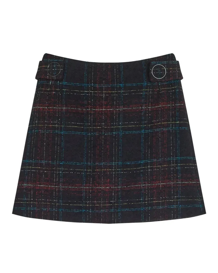 Jigsaw Skirts Women Multi Colour Check Mini Skirt Black