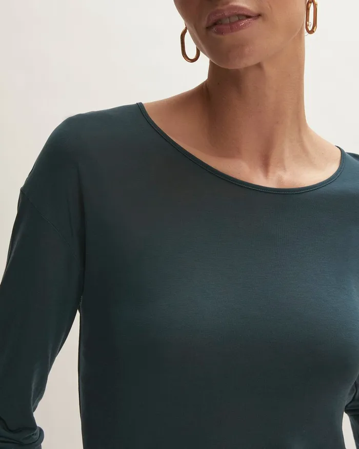 Jigsaw Tshirts Women Lyocell Long Sleeve Tee Blue