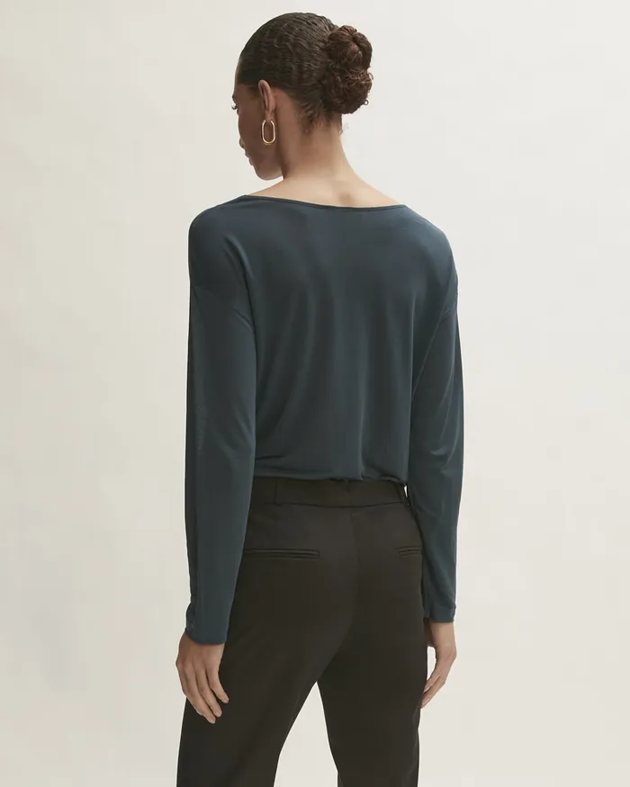 Jigsaw Tshirts Women Lyocell Long Sleeve Tee Blue