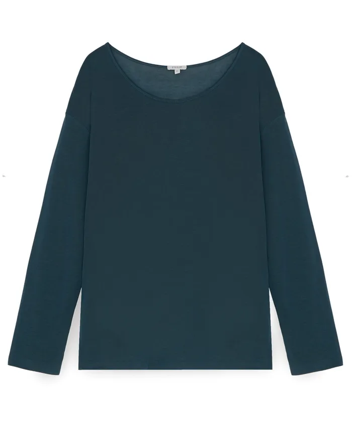 Jigsaw Tshirts Women Lyocell Long Sleeve Tee Blue