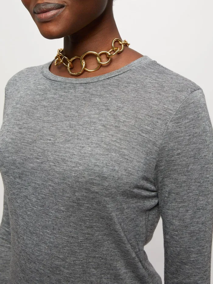 Jigsaw Tshirts Women Lyocell Wool Crew Neck Tee Grey