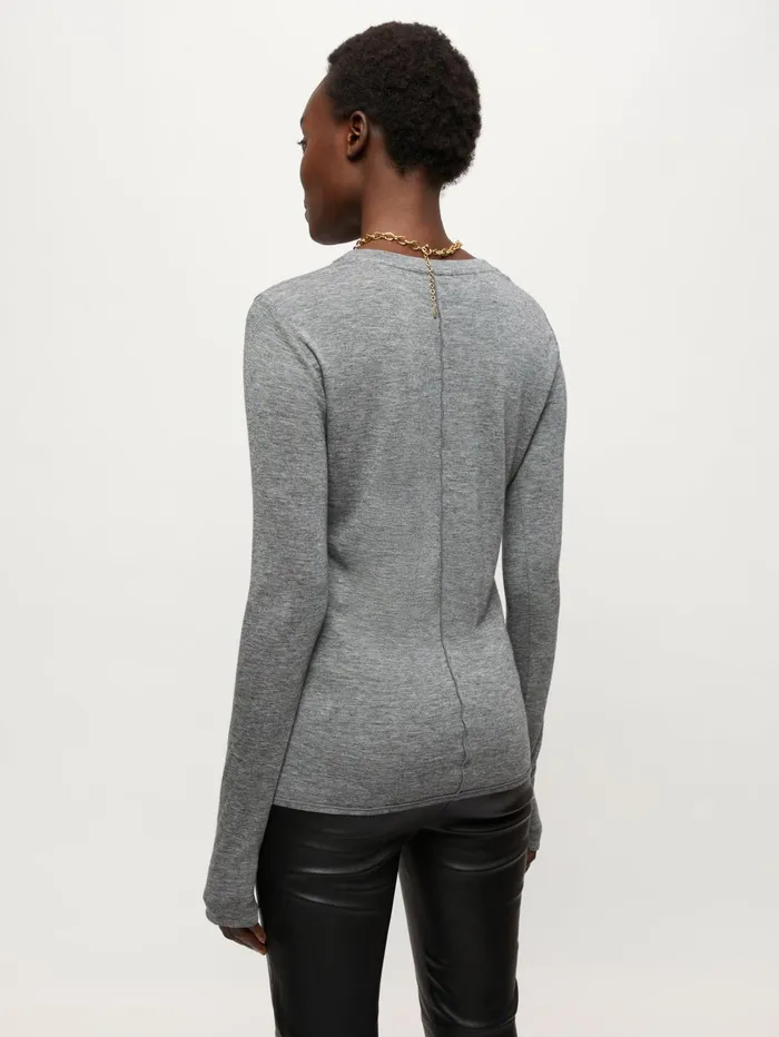 Jigsaw Tshirts Women Lyocell Wool Crew Neck Tee Grey