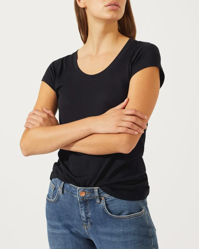Jigsaw Tshirts Women Pima Cotton Short Sleeve TShirt Black