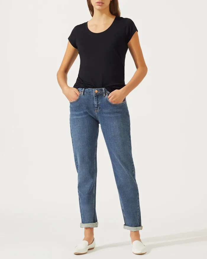 Jigsaw Tshirts Women Pima Cotton Short Sleeve TShirt Black