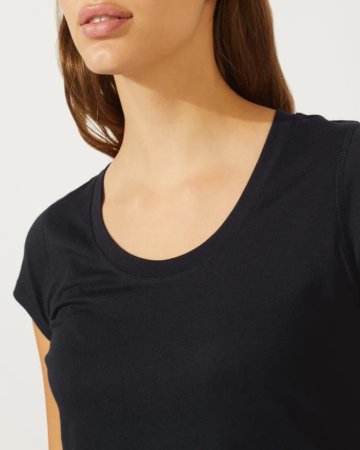 Jigsaw Tshirts Women Pima Cotton Short Sleeve TShirt Black