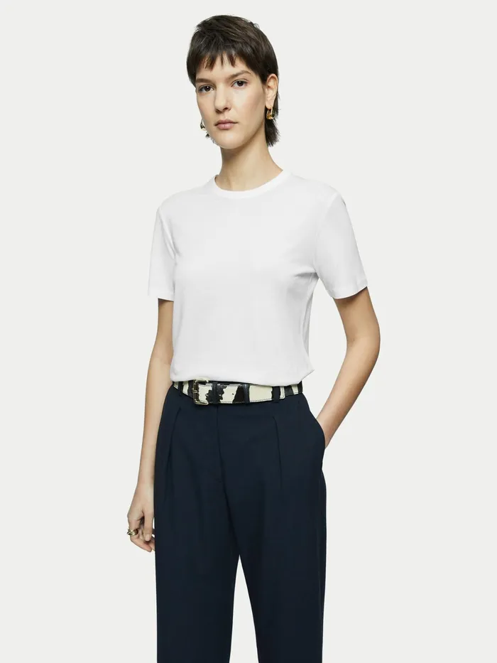 Jigsaw Tshirts Women Sueded Jersey Short Sleeve Tee White