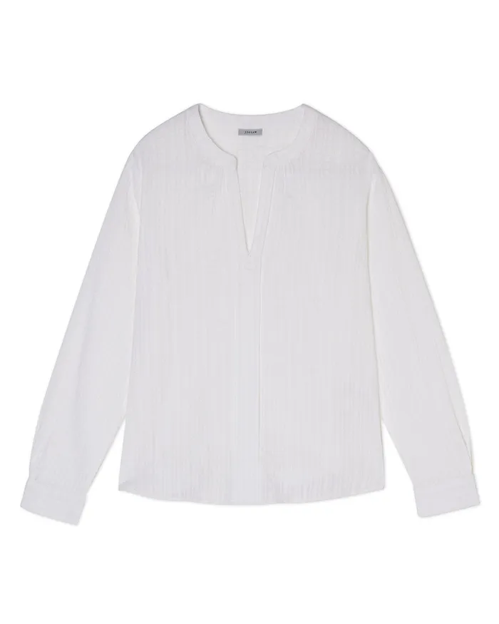 Jigsaw Tops Women Cotton Dobby Casual Shirt White