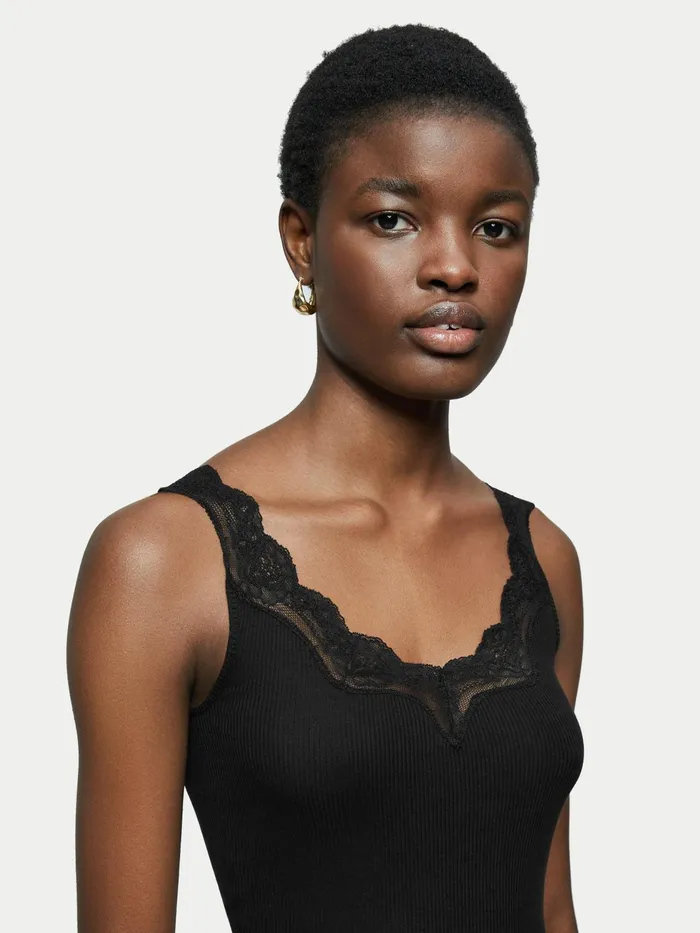 Jigsaw Tops Women Lace Trim Vest Black