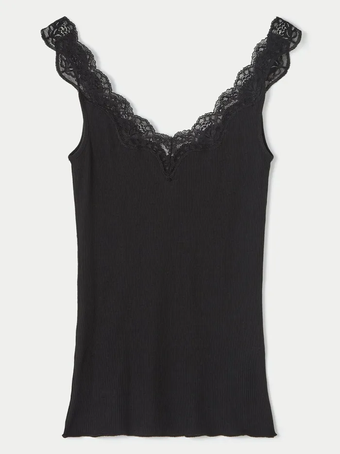 Jigsaw Tops Women Lace Trim Vest Black