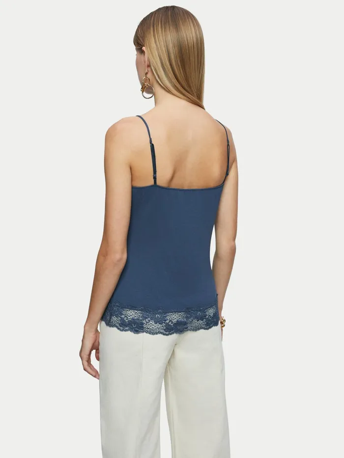 Jigsaw Tops Women Modal Lace Vest Grey