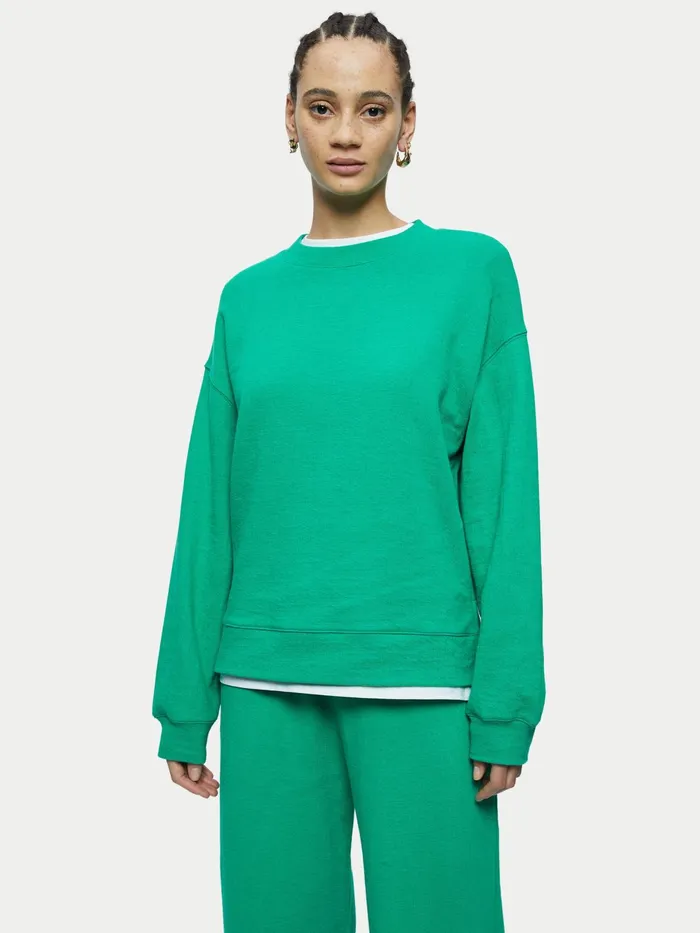 Jigsaw Tops Women Organic Cotton Sweatshirt Green