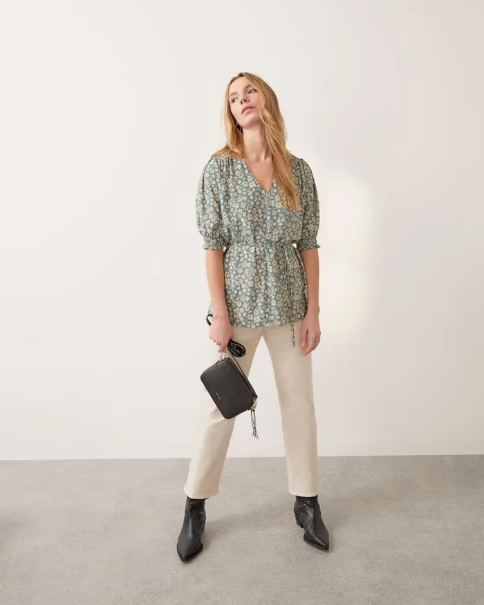 Jigsaw Tops Women Primrose Viscose Gathered Top Green