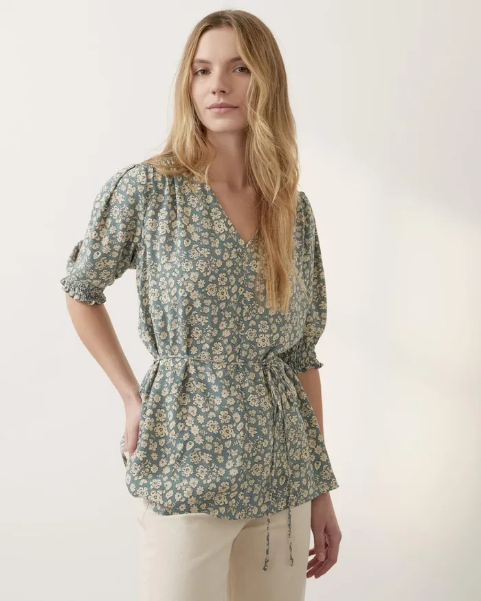 Jigsaw Tops Women Primrose Viscose Gathered Top Green