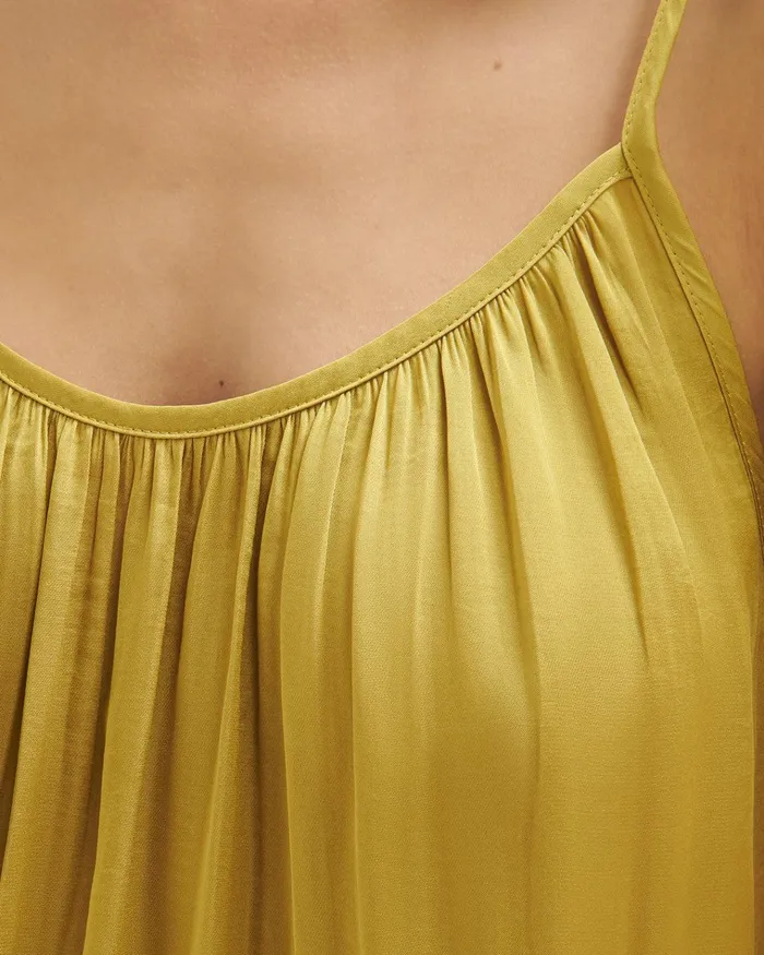 Jigsaw Tops Women Satin Gathered Cami Green