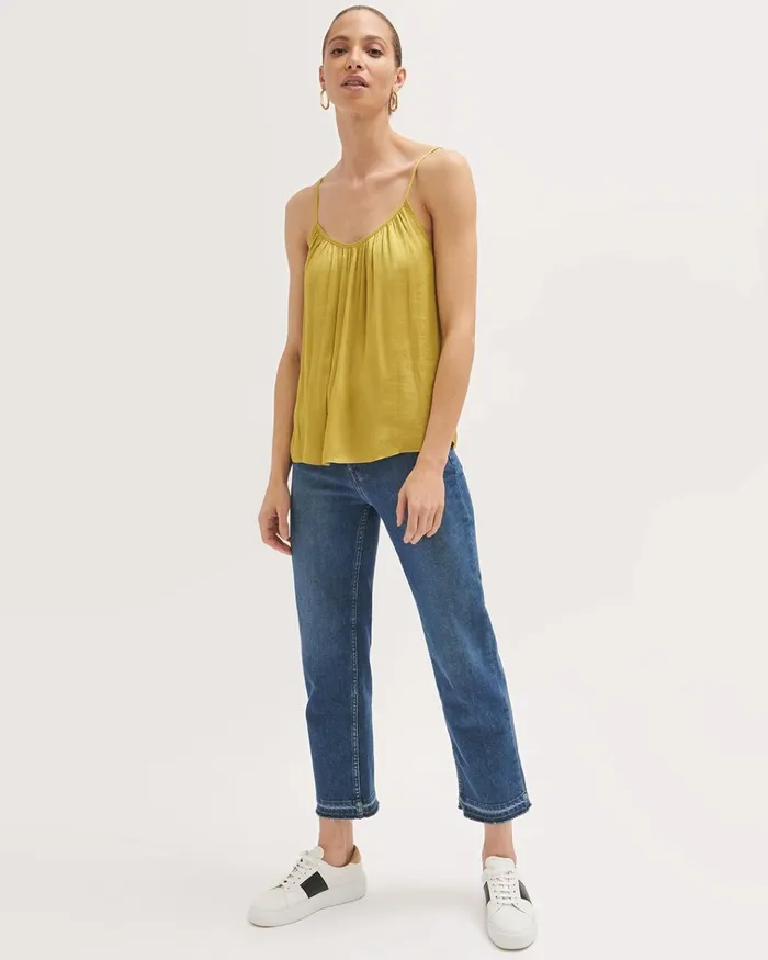 Jigsaw Tops Women Satin Gathered Cami Green