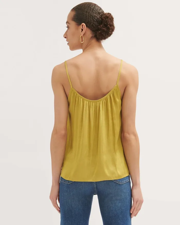 Jigsaw Tops Women Satin Gathered Cami Green