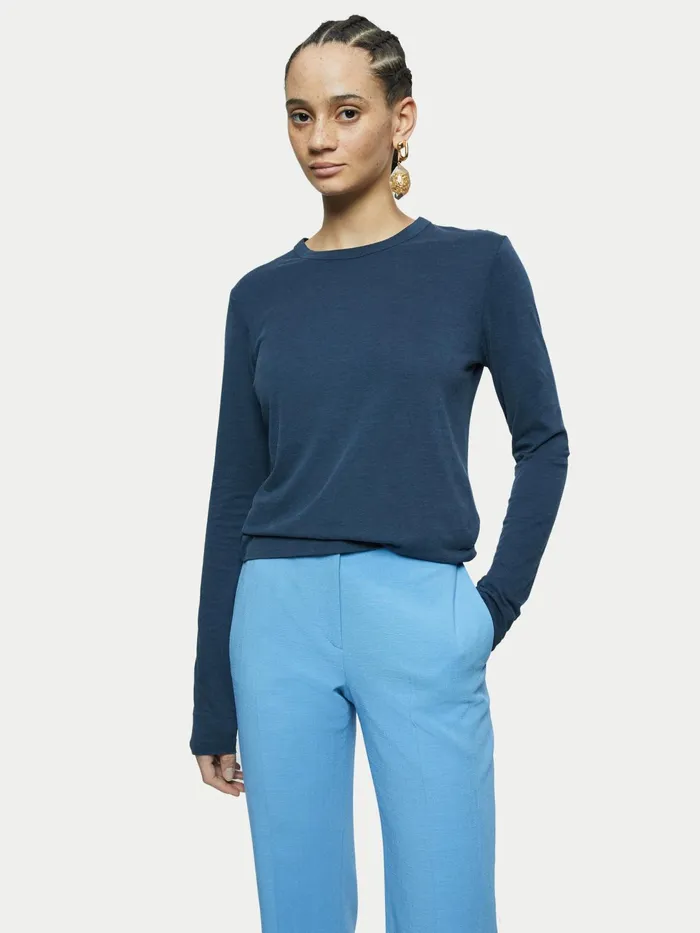 Jigsaw Tops Women Sueded Jersey Long Sleeve Tee Grey