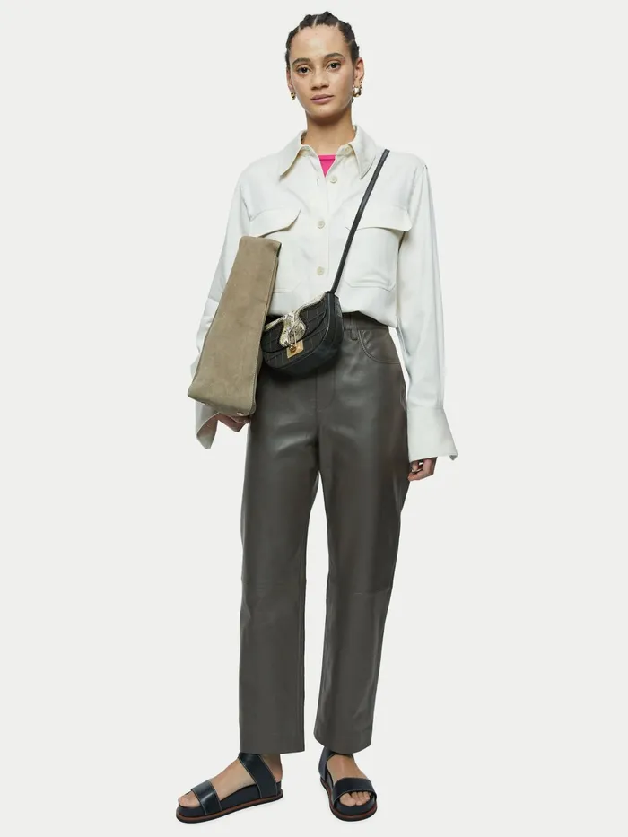 Jigsaw Trousers Women Delmont Leather Trouser Brown