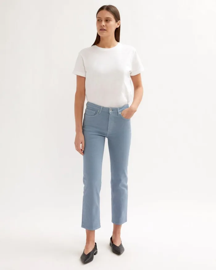 Jigsaw Trousers Women Lea Straight Leg Crop Jean Blue