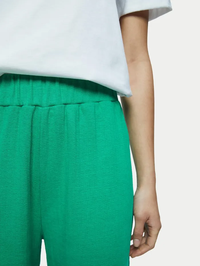 Jigsaw Trousers Women Organic Cotton Wide Leg Trackpant Green
