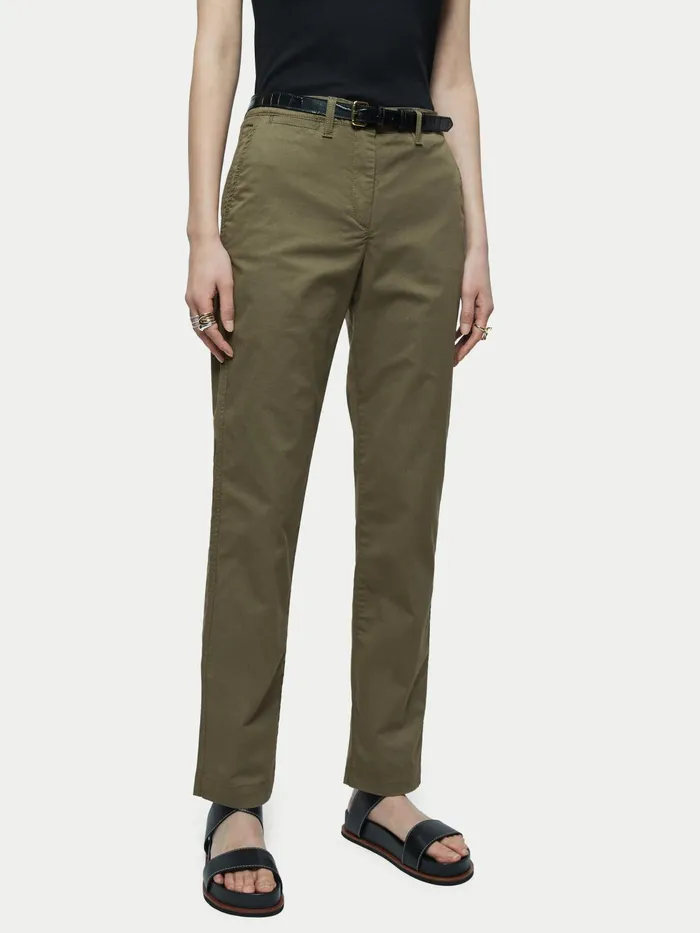 Jigsaw Trousers Women Slim Leg Cotton Chino Green