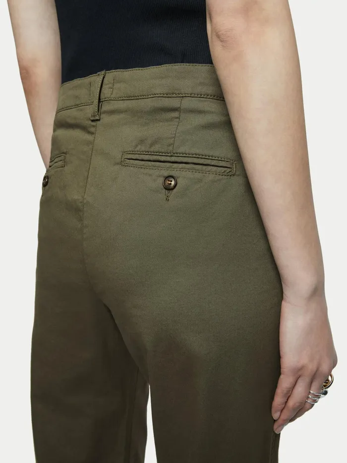 Jigsaw Trousers Women Slim Leg Cotton Chino Green