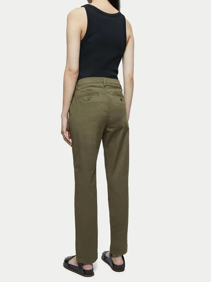 Jigsaw Trousers Women Slim Leg Cotton Chino Green