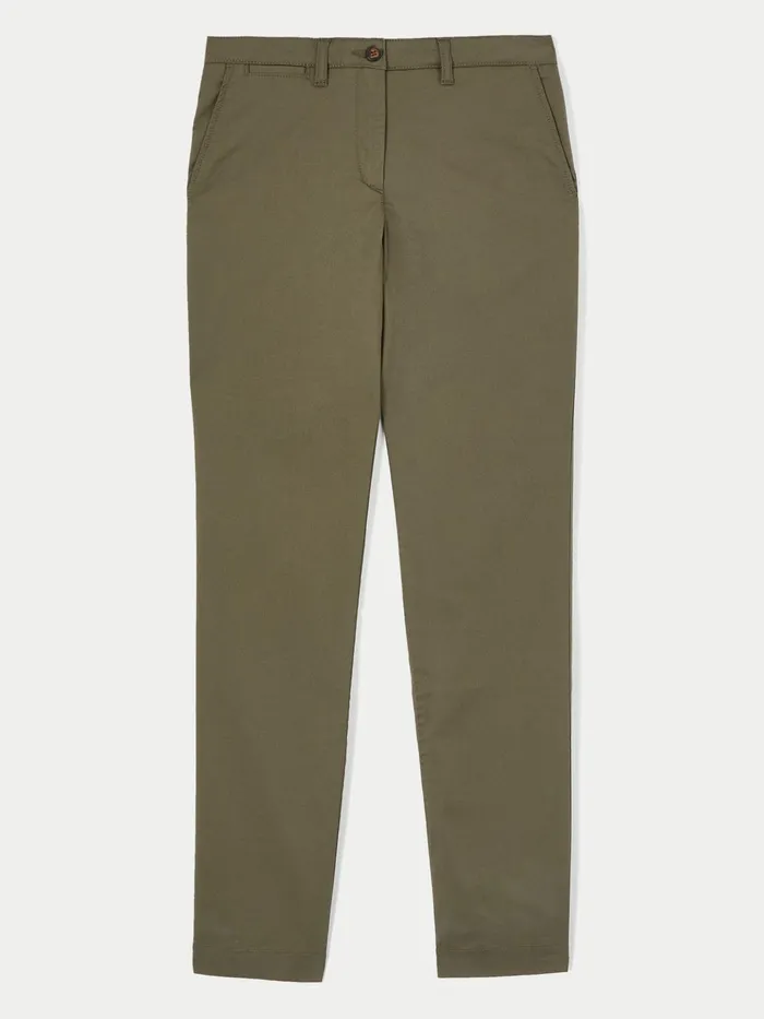 Jigsaw Trousers Women Slim Leg Cotton Chino Green