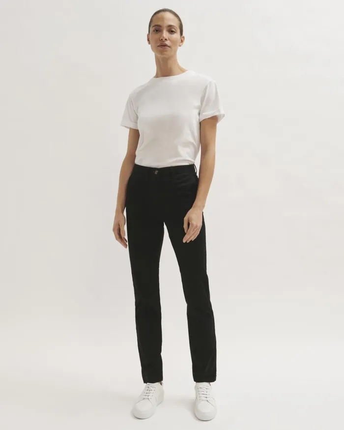 Jigsaw Trousers Women Slim Leg Cotton Chino Trouser Black