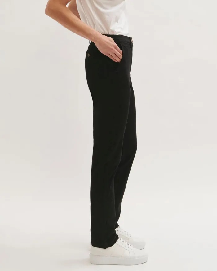Jigsaw Trousers Women Slim Leg Cotton Chino Trouser Black