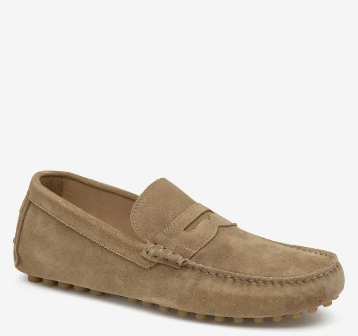 Johnston and Murphy Athens Penny Taupe Suede Men SlipOns