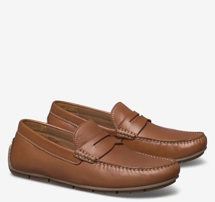Johnston and Murphy Baldwin Driver Penny Cognac Sheepskin Men SlipOns