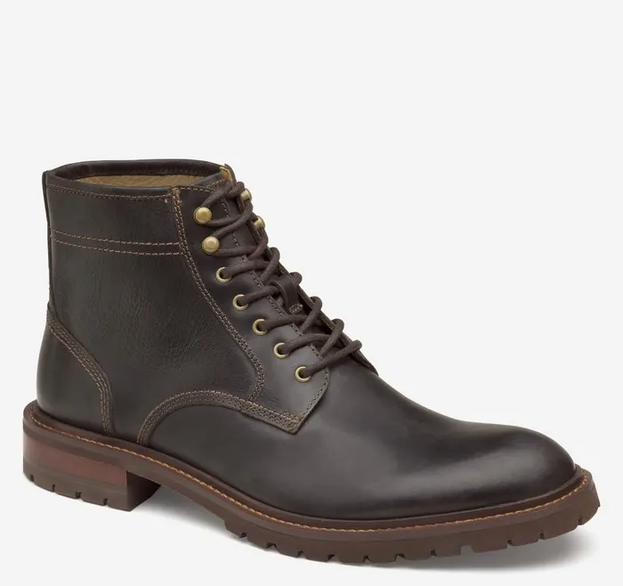 Johnston and Murphy Barrett Plain Toe Boot Dark Brown Full Grain Men Boots