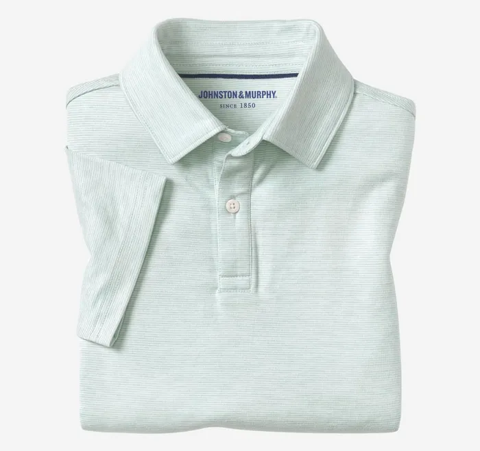 Johnston and Murphy Boys Micro Stripe Polo Green Boys Shirts