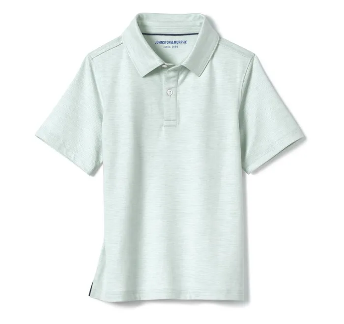 Johnston and Murphy Boys Micro Stripe Polo Green Boys Shirts Johnston and Murphy Boys Micro Stripe Polo Green Boys Shirts