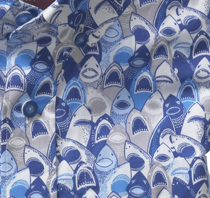 Johnston and Murphy Boys ShortSleeve Printed Shirt Blue Shark Mouth Boys Shirts Johnston and Murphy Boys ShortSleeve Printed Shirt Blue Shark Mouth Boys Shirts