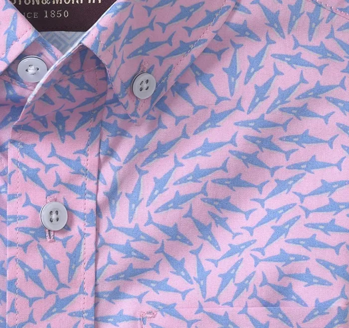 Johnston and Murphy Boys ShortSleeve Printed Shirt Pink Swarming Shark Boys Shirts Johnston and Murphy Boys ShortSleeve Printed Shirt Pink Swarming Shark Boys Shirts