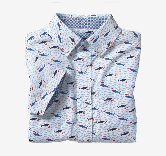 Johnston and Murphy Boys ShortSleeve Printed Shirt Shark Boys Shirts