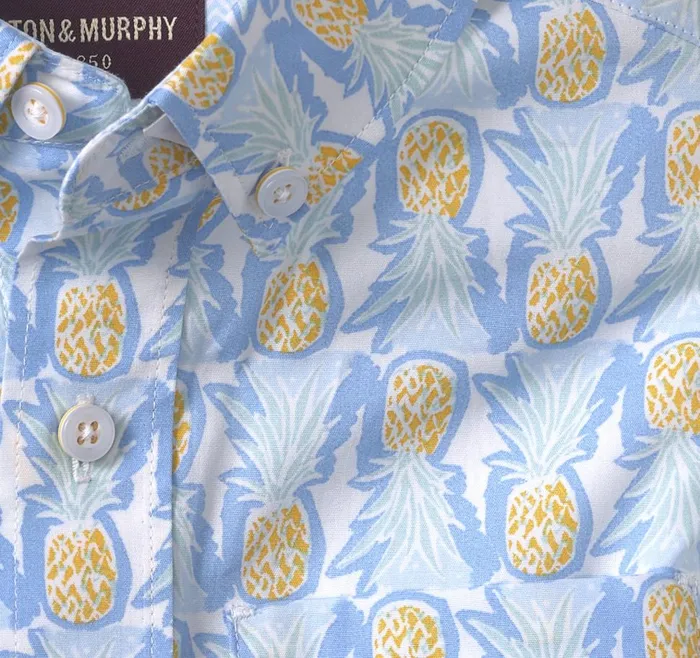 Johnston and Murphy Boys ShortSleeve Printed Shirt White Pineapple Boys Shirts Johnston and Murphy Boys ShortSleeve Printed Shirt White Pineapple Boys Shirts